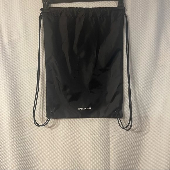 Balenciaga Black Nylon Draw String Backpack